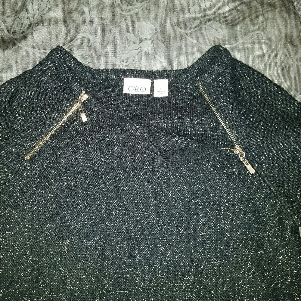 Cato Black Shimmer 3/4 Sleeve Sweater